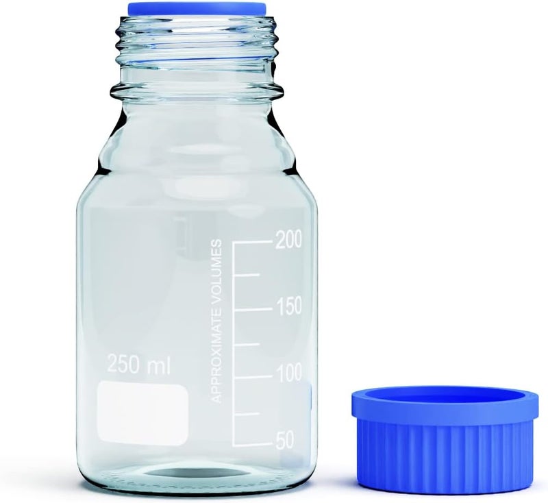MorexLab Borosilicate Glass Bottles - 2pcs Round Media Storage Bottle - 250ml with GL45 Blue Screw Cap - Image 5